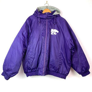 Vintage KSU Kansas State Wildcats Purple Gray Hooded Coat Jacket XXL